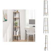 Eckregal mit 4 Böden Hellbraun und Schwarz 45,5x31,5x150 cm - Eckregal - Bücherregal - Raumtrenner - Aufbewahrungslösung - Stauraum Optimal Nutzen von VIDAXL