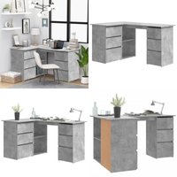 Eckschreibtisch Betongrau 145x100x76 cm Holzwerkstoff - Eckschreibtisch - Schreibtisch Grau - Bürostuhl - Home Office - Arbeitsplatzgestaltung - Home von VIDAXL
