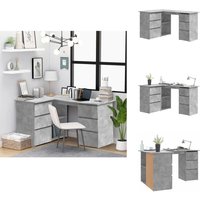 Eckschreibtisch Betongrau 145x100x76 cm Holzwerkstoff - Eckschreibtisch - Schreibtisch Grau - Bürostuhl - Home Office - Arbeitsplatzgestaltung von VIDAXL