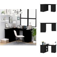 Eckschreibtisch Schwarz 145x100x76 cm Holzwerkstoff - Eckschreibtisch - Schreibtisch Schwarz - Bürostuhl - Home Office - Holzwerkstoffmöbel von VIDAXL