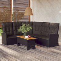 Vidaxl - Ecksofa mit Liegefunktion und Kissen Schwarz Poly Rattan von VIDAXL