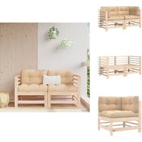 Ecksofas mit Kissen 2 Stk. Massivholz Kiefer - Gartensofa - Eckcouch - Lounge Möbel - Gartenmöbeln - Kiefernholzmöbel von VIDAXL