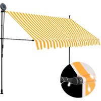 Einziehbare Markise Sonnenmarkise Handbetrieben mit LED 250 cm Weiß Orange vidaXL von BONNEVIE