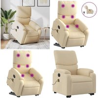 Elektrischer Massagesessel mit Aufstehhilfe Creme Stoff - Elektrischer Massagesessel - Relaxsessel - Fernsehsessel - Aufstehhilfe - Elektrische von VIDAXL