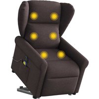 Elektrischer Massagesessel mit Aufstehhilfe Dunkelbraun Stoff Vidaxl von VIDAXL