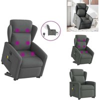 Elektrischer Massagesessel mit Aufstehhilfe Dunkelgrau Stoff - Massagesessel Mit Aufstehhilfe - Massagesessel - Relaxsessel - Sessel von VIDAXL
