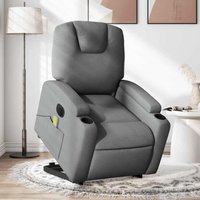 Elektrischer Massagesessel mit Aufstehhilfe Dunkelgrau Stoff Vidaxl 495516 von VIDAXL