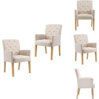 Esszimmersessel mit Armlehnen 2 Stk. Beige Stoff - Esszimmerstühle - Beige - Stühle Mit Armlehnen - Wohnraum Möbel - Bequeme Stühle von VIDAXL