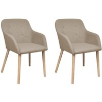 Esszimmerstühle 2 Stk. Beige Stoff und Massivholz Eiche Vidaxl von VIDAXL