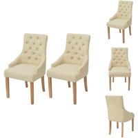 Vidaxl - Esszimmerstühle 2 Stk. Creme Stoff - Esszimmerstühle - Creme Stuhl - Holzbeine - Polstersessel - Wohnzimmersitze von VIDAXL