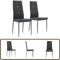 Esszimmerstühle 2 Stk. Grau Kunstleder - Esszimmerstühle - Stühle Grau - Kunstledersitze - Moderner Sessel - Wohnzimmerschmuck von VIDAXL