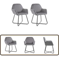 Esszimmerstühle 2 Stk. Grau Samt - Esszimmerstühle - Samtstuhl - Grau - Wohnzimmersessel - Stahlgestell von VIDAXL