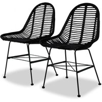 Vidaxl - Esszimmerstühle 2 Stk. Natur Rattan Schwarz von VIDAXL