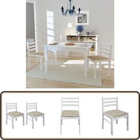Vidaxl - Esszimmerstühle 2 Stk. Weiß Massivholz Gummibaum und Samt - Esszimmerstühle - Holzstühle - Stuhlset - Weißer Stuhl - Gummibaumholz von VIDAXL