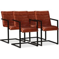 Esszimmerstühle 4 Stk. Echtleder Braun Vidaxl von VIDAXL