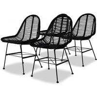 Vidaxl - Esszimmerstühle 4 Stk. Natur Rattan Schwarz von VIDAXL