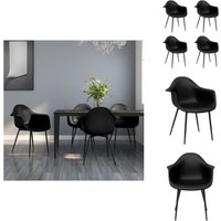 Esszimmerstühle 4 Stk. Schwarz pp - Esszimmerstühle - Schwarze Stühle - Stühle Mit Armlehnen - Kunststoffstühle - Moderne Stühle von VIDAXL