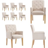 Esszimmerstühle mit Armlehnen 6 Stk. Beige Stoff - Esszimmerstühle - Beige - Stühle Mit Armlehnen - Holzbeine - Set Von 6 - Home & Living Esszimmerstühle mit Armlehnen 6 Stk. Beige Stoff - Esszimmerstühle - Beige - Stühle Mit Armlehnen - Holzbeine - Set Von 6 - Home & Living von VIDAXL