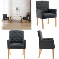 Esszimmerstuhl mit Armlehnen Grau Stoff - Esszimmerstuhl - Stühle - Grau - Holz - Stoff - Home & Living von VIDAXL