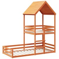 Etagenbett mit Dach Wachsbraun 80x200 cm Massivholz Kiefer Vidaxl von VIDAXL