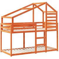 Vidaxl - Etagenbett mit Dach Wachsbraun 90x190 cm Massivholz Kiefer von VIDAXL