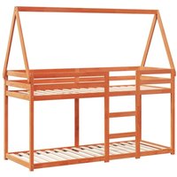Etagenbett mit Dach Wachsbraun 90x190 cm Massivholz Kiefer vidaXL von VIDAXL