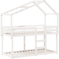 Etagenbett mit Dach Weiß 80x200 cm Massivholz Kiefer Vidaxl von VIDAXL