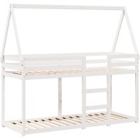 Etagenbett mit Dach Weiß 90x200 cm Massivholz Kiefer Vidaxl 555738 von VIDAXL