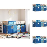 Vidaxl - Etagenbett mit Vorhängen Blau 80x200 cm Massivholz Kiefer - Kinderzimmermöbel - Hochbett - Etagenbett - Jugendzimmer - Holzbett von VIDAXL