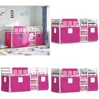 Vidaxl - Etagenbett mit Vorhängen Rosa 80x200 cm Massivholz Kiefer - Kinderzimmermöbel - Hochbett - Etagenbett - Jugendzimmer - Holzbett - Home & von VIDAXL
