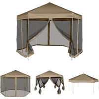 The Living Store Faltpavillon mit Seitenwänden Sechseckig 3,6x3,1m Taupe 220g/m² - Pavillons & Partyzelte - Taupe von VIDAXL