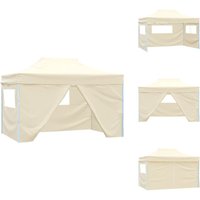 Faltzelt Pop-Up mit 4 Seitenteilen 3 x 4,5 m Cremeweiß - Outdoor-Zelt - Gartenzelt - Partyzelt - Sonnenschutz - Wasserfestes Zelt von VIDAXL