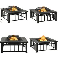 Vidaxl - Feuerkorb mit Schürhaken 79x79x46,5 cm xxl Stahl - Feuerschale - Feuerschalen - Home & Living - Schwarz von VIDAXL