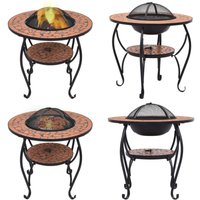 Vidaxl - Feuertisch Mosaik Keramik Terracotta 68 cm - Feuerstelle - Feuerstellen - Home & Living - Braun von VIDAXL