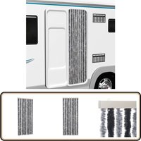 Fliegenvorhang Grau und Schwarz 56x200 cm Chenille - Fliegenvorhang - Insektenschutz - Moskitonetze - Türvorhang - Fensterrollo von VIDAXL