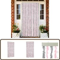 Fliegenvorhang Silbergrau und Rosa 90x220 cm Chenille - Fliegenvorhang - Insektenschutz - Türvorhang - Sommergarten - Balkon von VIDAXL