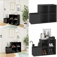 Flur-Schuhschrank Hochglanz-Grau 105x35,5x70 cm Holzwerkstoff - Flur-Schuhschrank - Schuhschrank - Holzwerkstoffmöbel - Garderobe - Schrank - Home & von VIDAXL