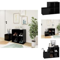 Flur-Schuhschrank Hochglanz-Schwarz 105x35,5x70cm Holzwerkstoff - Flur-Schuhschrank - Schuhschrank - Holzwerkstoffmöbel - Garderobe - Schrank von VIDAXL