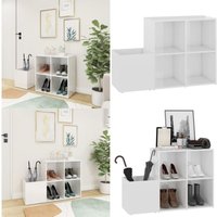 Flur-Schuhschrank Hochglanz-Weiß 105x35,5x70 cm Holzwerkstoff - Flur-Schuhschrank - Schuhschrank - Weißer Schrank - Holzwerkstoffmöbel - Garderobe von VIDAXL