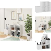 Flur-Schuhschrank Hochglanz-Weiß 105x35,5x70 cm Holzwerkstoff - Flur-Schuhschrank - Schuhschrank - Weißer Schrank - Holzwerkstoffmöbel - Garderobe von VIDAXL