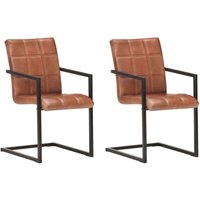 Freischwinger 2 Stk. Braun Echtleder Vidaxl von VIDAXL