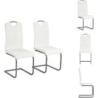 Freischwinger 2 Stk. Weiß Kunstleder - Esszimmerstühle - Freischwinger - Stuhl Weiß - Kunstledersessel - Moderner Sessel von VIDAXL