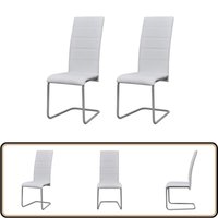 Freischwinger 2 Stk. Weiß Kunstleder - Freischwinger - Esszimmerstühle - Stuhlset - Küchenstuhl - Moderner Sessel von VIDAXL