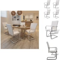 Freischwinger 4 Stk. Weiß Kunstleder - Esszimmerstühle - Freischwinger - Kunstledersitze - Weißer Stuhl - Moderner Esszimmerstuhl von VIDAXL