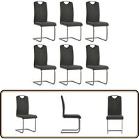 Vidaxl - Freischwinger 6 Stk. Grau Kunstleder - Freischwinger - Esszimmerstühle - Stühle Grau - Kunstleder Stuhl - Moderner Stuhl von VIDAXL