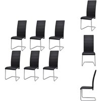 Freischwinger 6 Stk. Schwarz Kunstleder - Freischwinger - Esszimmerstühle - Küchenstühle - Stuhlset - Schwarzer Stuhl von VIDAXL