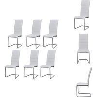 Freischwinger 6 Stk. Weiß Kunstleder - Freischwinger - Esszimmerstühle - Stuhlset - Moderner Sessel - Weißer Stuhl von VIDAXL