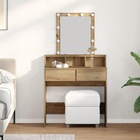 Vidaxl - Schminktisch mit Spiegel und LEDs Artisan Eiche Design von VIDAXL