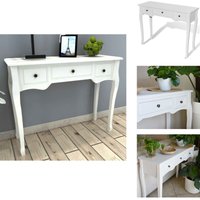 Frisiertisch Konsolentisch mit drei Schubladen Weiß - Konsole - Frisiertisch - Kommode - Nachttisch - Wohnzimmerschrank Frisiertisch Konsolentisch mit drei Schubladen Weiß - Konsole - Frisiertisch - Kommode - Nachttisch - Wohnzimmerschrank von VIDAXL