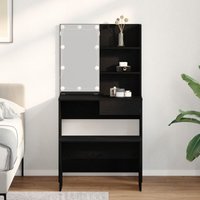 Frisiertisch-Set mit LED Schwarze Eiche Möbelwerkstoff vidaXL821583 von VIDAXL